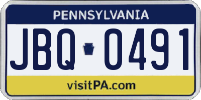 PA license plate JBQ0491