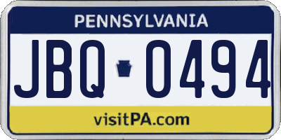 PA license plate JBQ0494