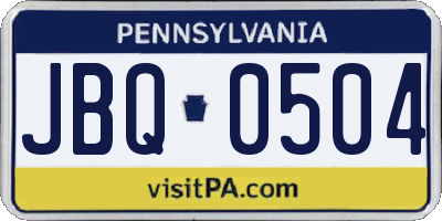 PA license plate JBQ0504