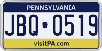 PA license plate JBQ0519