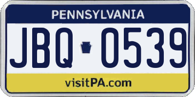 PA license plate JBQ0539