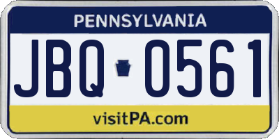 PA license plate JBQ0561