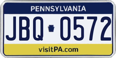 PA license plate JBQ0572