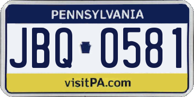 PA license plate JBQ0581