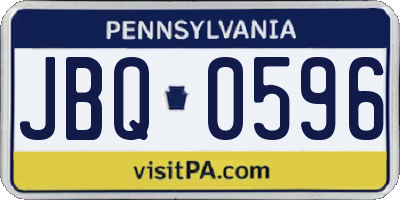 PA license plate JBQ0596