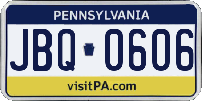 PA license plate JBQ0606