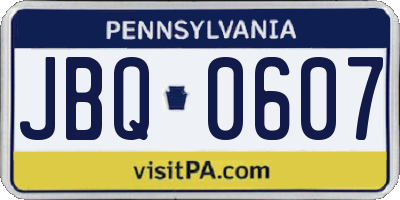 PA license plate JBQ0607