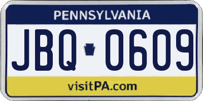 PA license plate JBQ0609