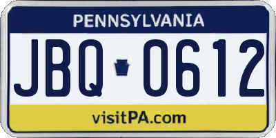 PA license plate JBQ0612