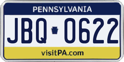 PA license plate JBQ0622