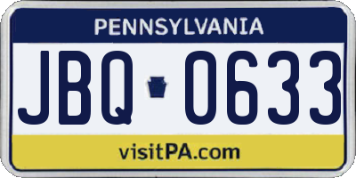 PA license plate JBQ0633