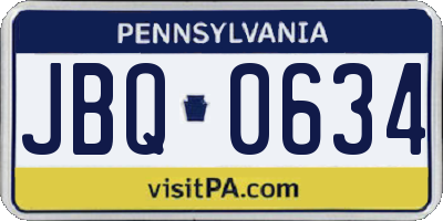 PA license plate JBQ0634