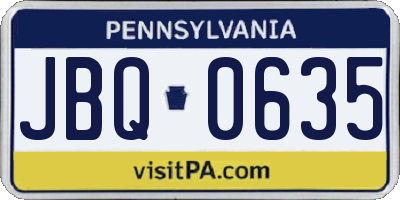 PA license plate JBQ0635