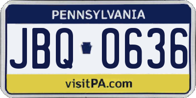 PA license plate JBQ0636