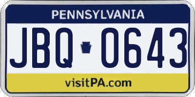 PA license plate JBQ0643