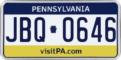 PA license plate JBQ0646