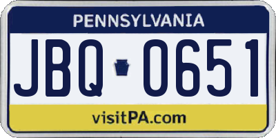PA license plate JBQ0651