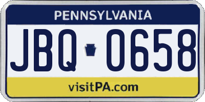 PA license plate JBQ0658