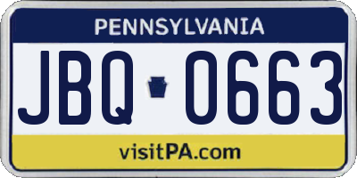 PA license plate JBQ0663