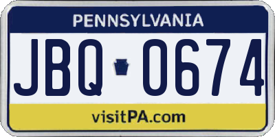 PA license plate JBQ0674