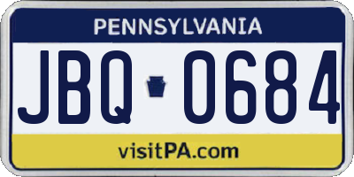 PA license plate JBQ0684