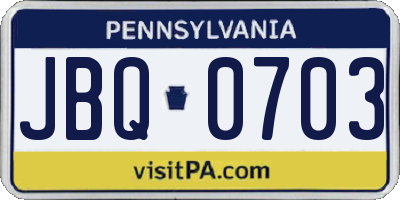 PA license plate JBQ0703