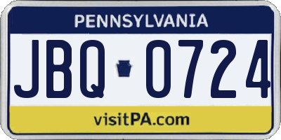 PA license plate JBQ0724