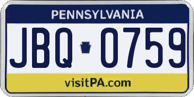 PA license plate JBQ0759