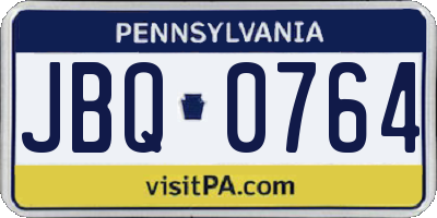 PA license plate JBQ0764