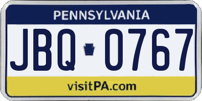 PA license plate JBQ0767