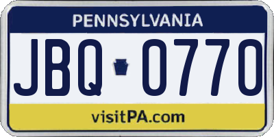 PA license plate JBQ0770