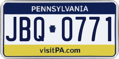 PA license plate JBQ0771