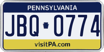 PA license plate JBQ0774