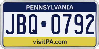 PA license plate JBQ0792