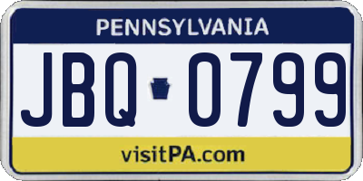PA license plate JBQ0799