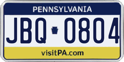 PA license plate JBQ0804