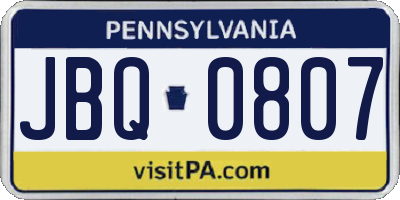 PA license plate JBQ0807