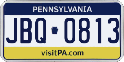 PA license plate JBQ0813