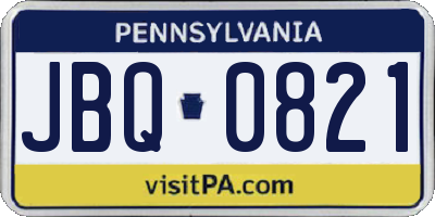 PA license plate JBQ0821