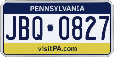 PA license plate JBQ0827