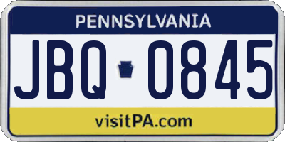 PA license plate JBQ0845