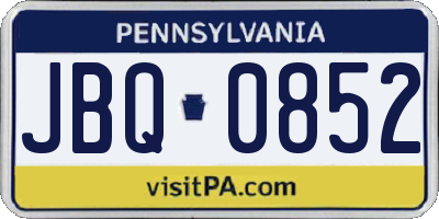 PA license plate JBQ0852