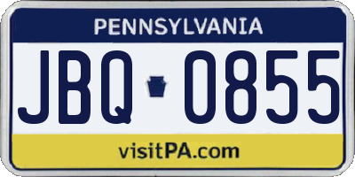 PA license plate JBQ0855