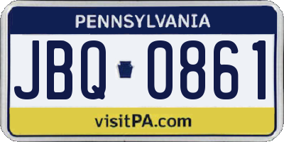 PA license plate JBQ0861