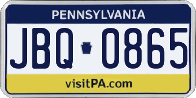PA license plate JBQ0865