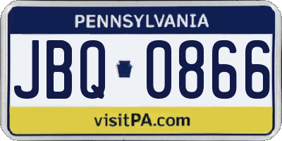 PA license plate JBQ0866