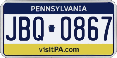 PA license plate JBQ0867