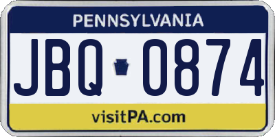 PA license plate JBQ0874