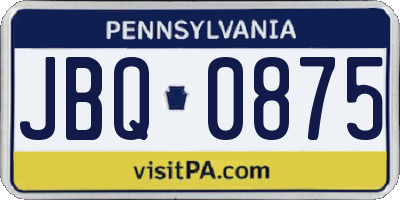 PA license plate JBQ0875