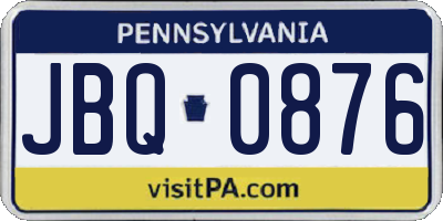 PA license plate JBQ0876